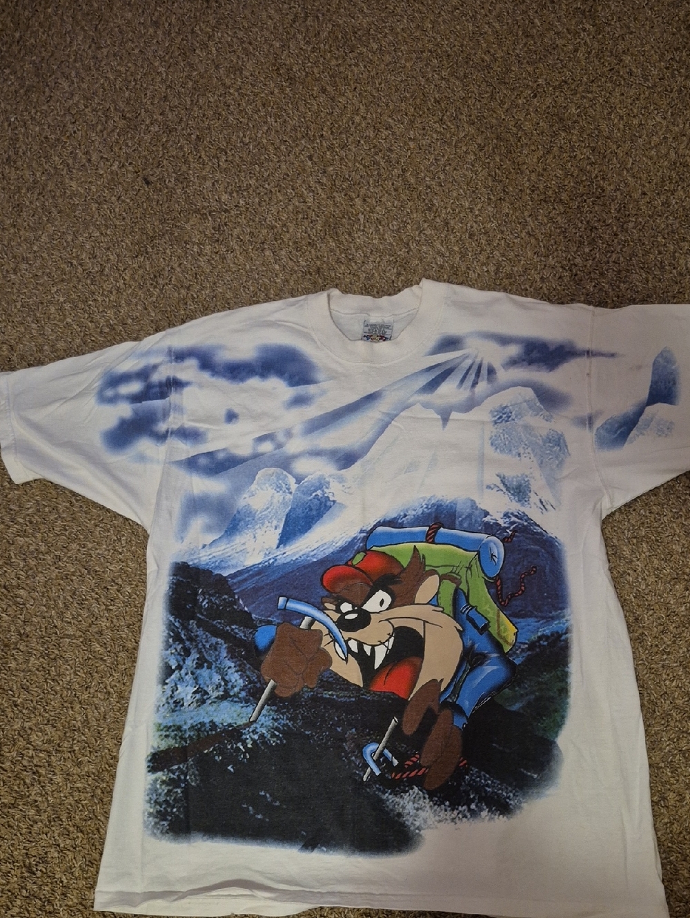 Warner Bros. White Looney Tunes Logo Tee with Multicolor Tag Art